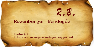 Rozenberger Bendegúz névjegykártya